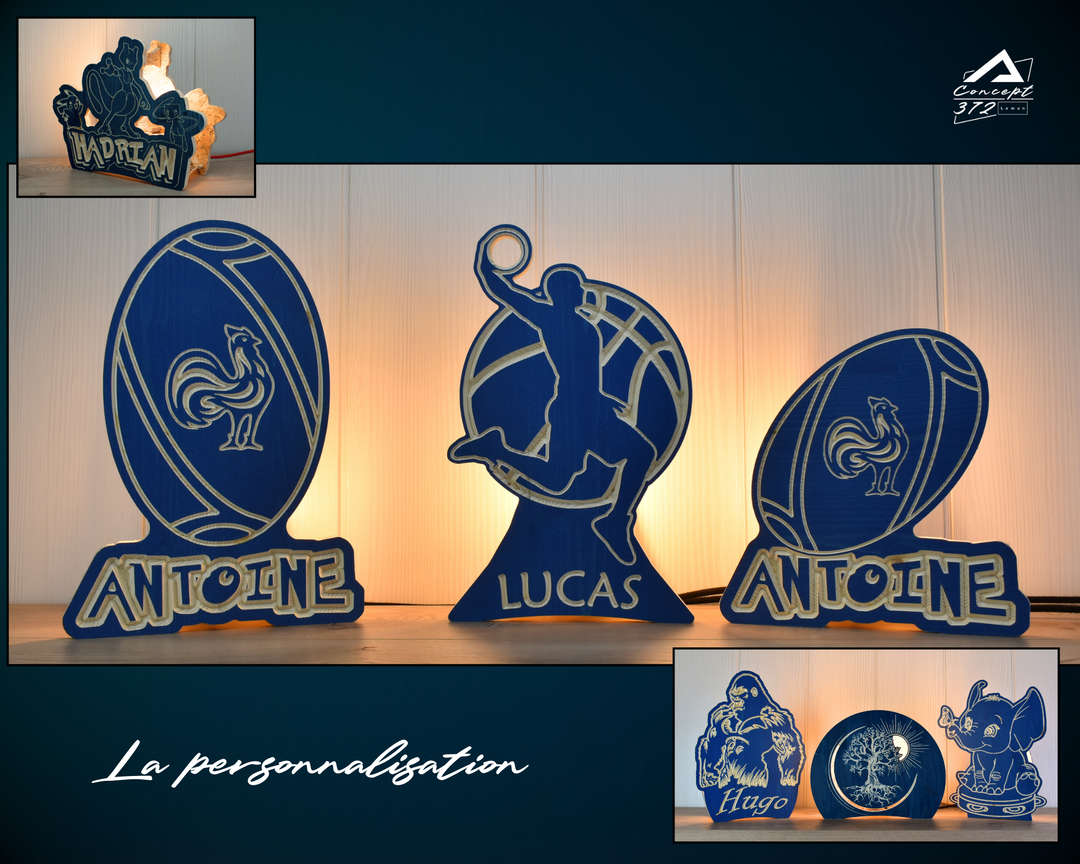 Lampes prénoms sports