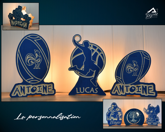 Lampes prénoms sports